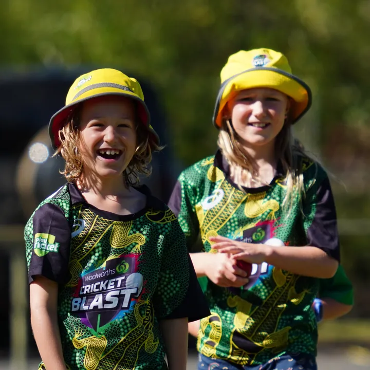 Cricket Blast kids in yellow hats