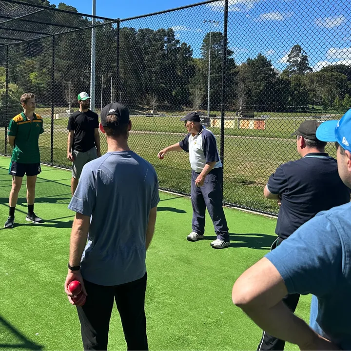 Players at a coaching session in the Gilbert Gordon nets